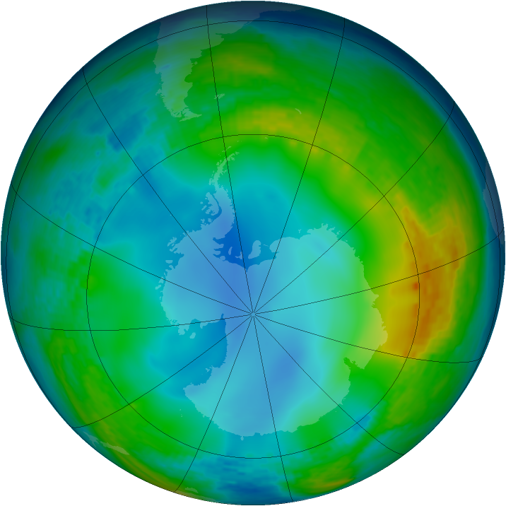 Antarctic ozone map for 18 June 2002